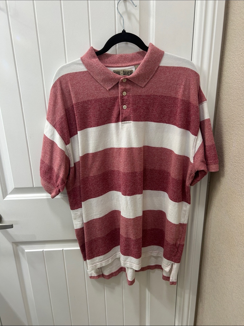 Club Room Red and White Striped Polo Shirt